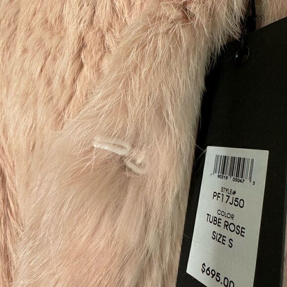 NWT $695 Rachel Zoe x Revolve Genuine Rabbit fur coat in tube rose - Picture 7 of 11